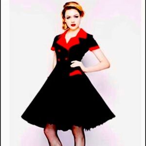 Hell Bunny Red & Black collared Dress